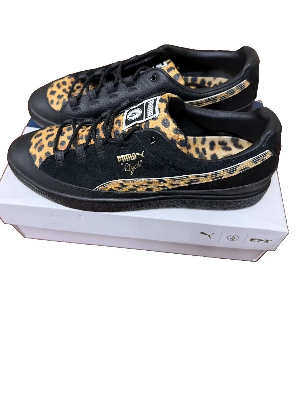 Size 12 PUMA Clyde RT x Volcom x Billy's Leopard Print - Black NEW WITH BOX